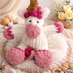 Plush Unicorn Stuffed Animal - White & Pink